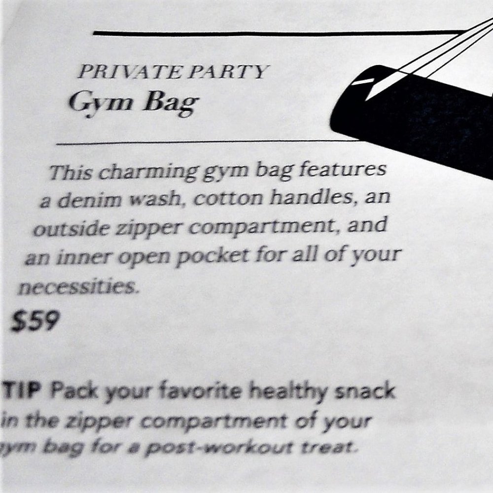 NWOT Private Party "Will Workout for Cupcakes" Denim Gym Bag - Picture 10 of 10